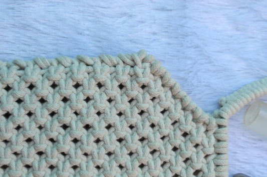 Handcrafted cream color macrame handbag