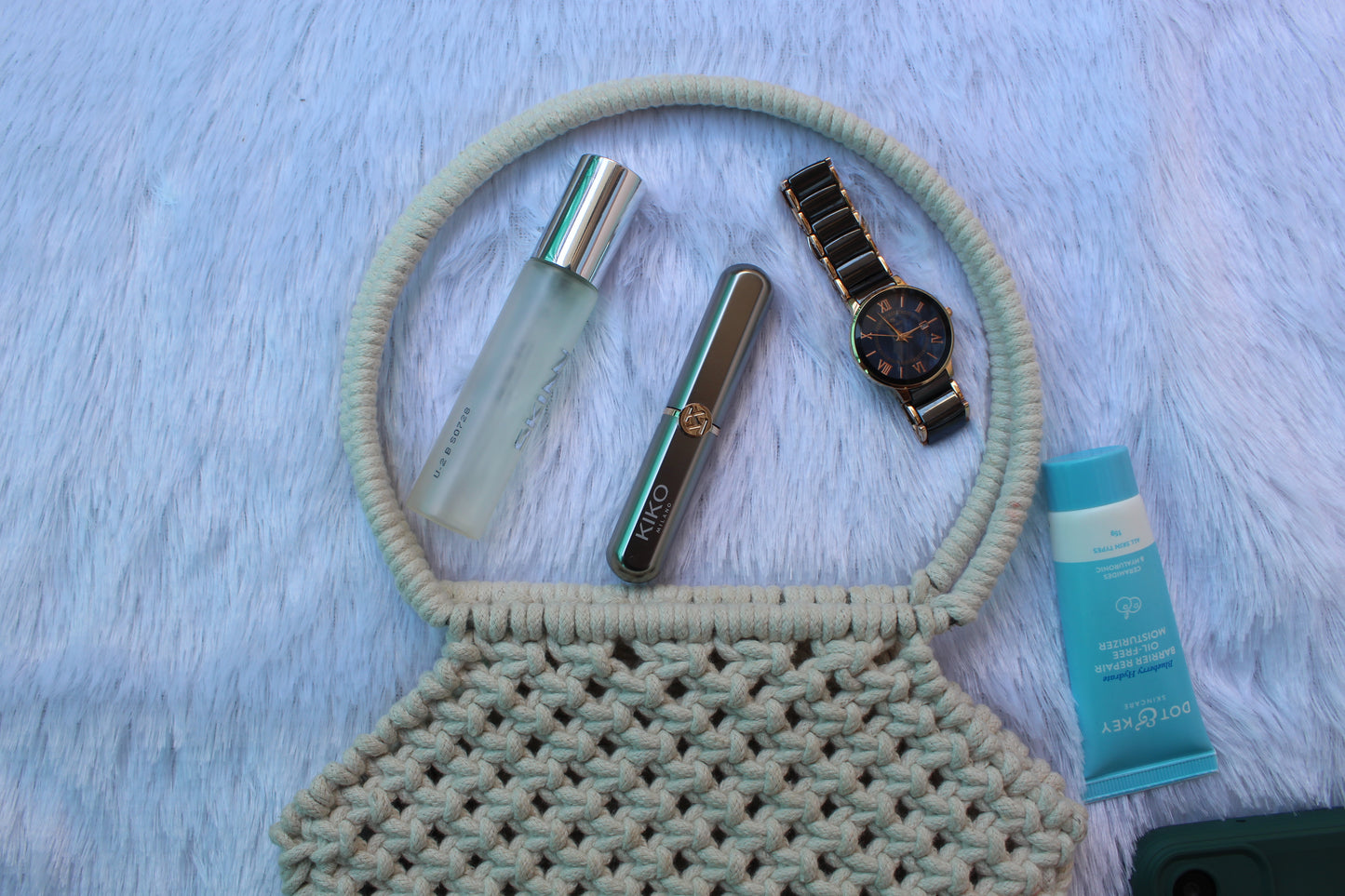 Handcrafted cream color macrame handbag
