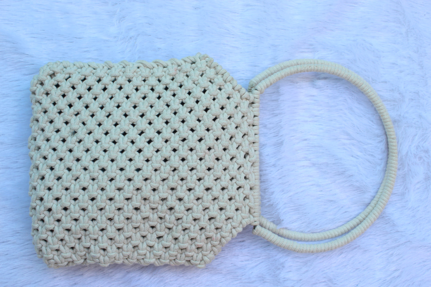 Handcrafted cream color macrame handbag