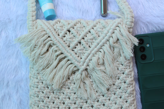 Handcrafted macrame sling bag