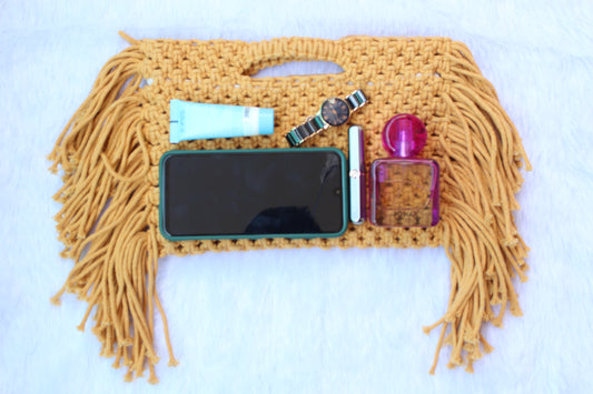 Handcrafted macrame clutch