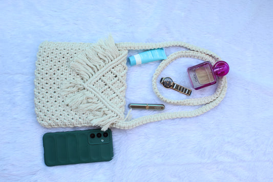 Handcrafted macrame sling bag