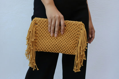 Handcrafted macrame clutch