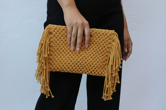 Handcrafted macrame clutch