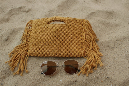 Handcrafted macrame clutch