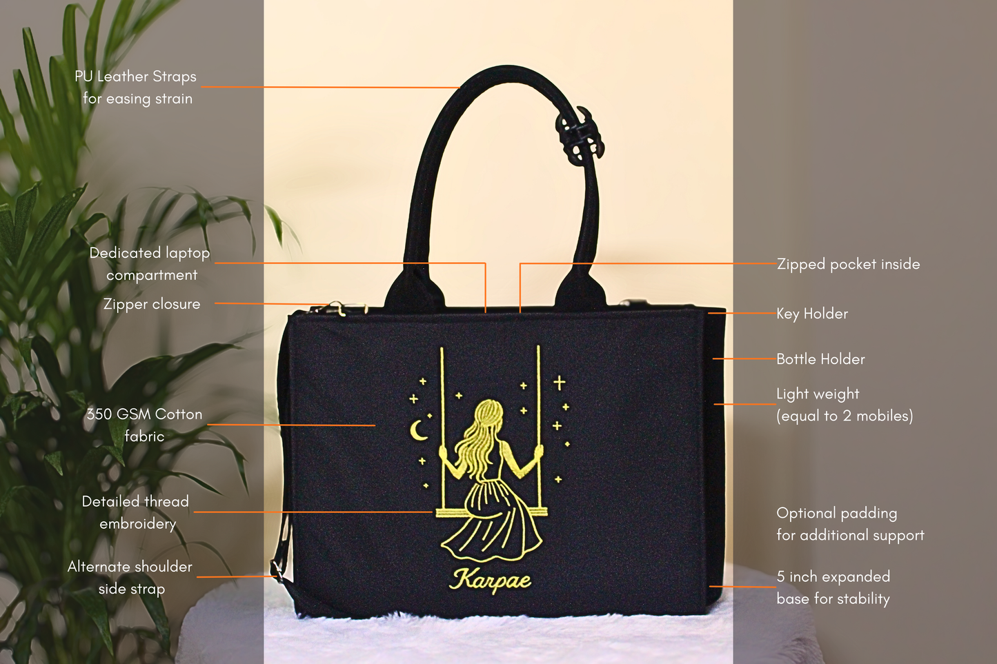 Premium Women's Embroidered Laptop Handbag